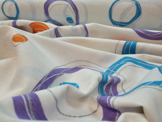 Przejdź do produktu Tkanina dekoracyjno/obiciowa w okręgi Rustica 85% bawełna 15% akryl *DUŻA SZEROKOŚĆ 280 CM*