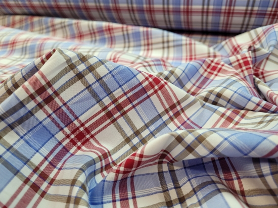 Przejdź do produktu Andreazza&Castelli włoska bawełniana kratka na koszule jasny niebieski czerwony biały