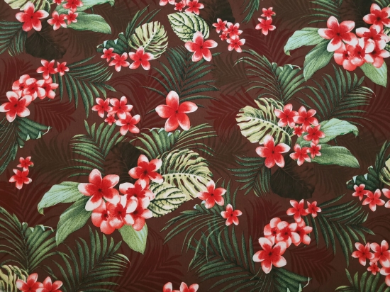 Przejdź do produktu Wiskoza 100% tropikalny wzór na brązowym tle