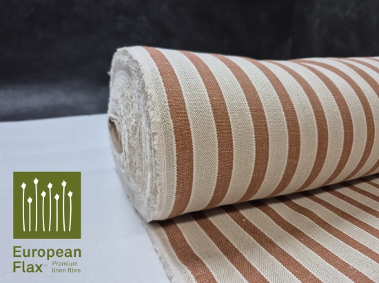 Przejdź do produktu 100% len w pasy dekatyzowany Mill Wash rudy/brąz/beż P633