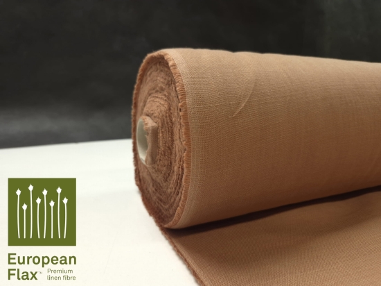 Przejdź do produktu 88% len 12% poliamid odzieżowy miękki Sanfor Airo miedziany Q175