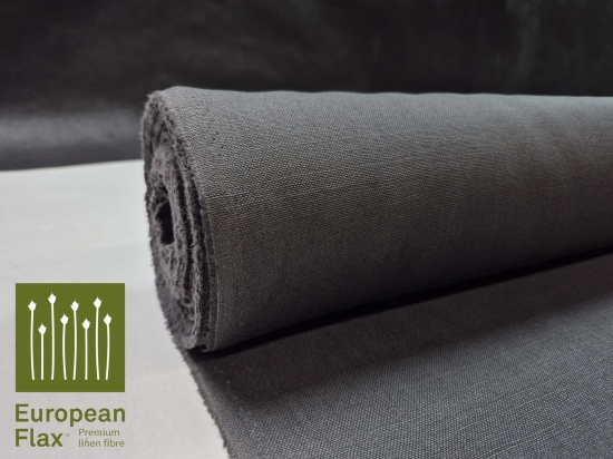 Przejdź do produktu 100% len gęsty średnio gruby ciemny szary 440g/m²
