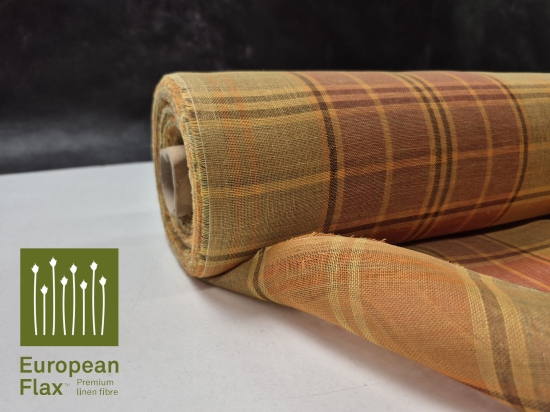 Przejdź do produktu 100% len w kratę transparentny odcienie czerwono-pomarańczowo-żółte P692