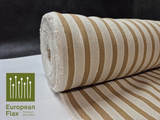 Przejdź do produktu 100% len w pasy dekatyzowany Mill Wash stare złoto/beż P633