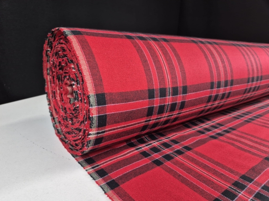 Przejdź do produktu Flanela bawełniana z akrylem czerwona typu szkocka krata