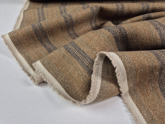 Przejdź do produktu Len z wełną gruby w pasy skośny splot Q350 Nevada-0004