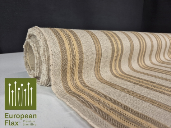 Przejdź do produktu Len rustykalny w pasy jodełka naturalny złoty brąz Q348-0001