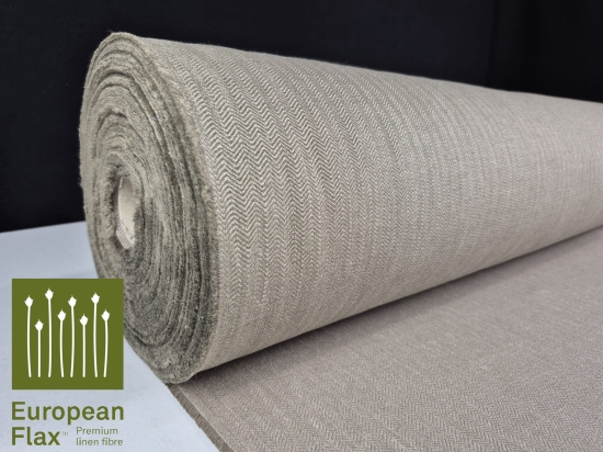 Przejdź do produktu 87% len 13% poliamid jodełka beż-szary Q345