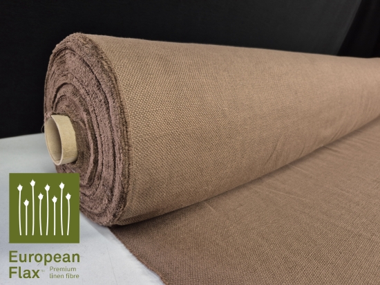 Przejdź do produktu Len z bawełną jasny brąz kolekcja Nevada 410g/m²