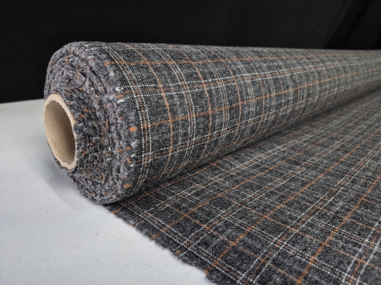 Przejdź do produktu Wełna marynarkowa w kratę ciemny szary 210g/m²