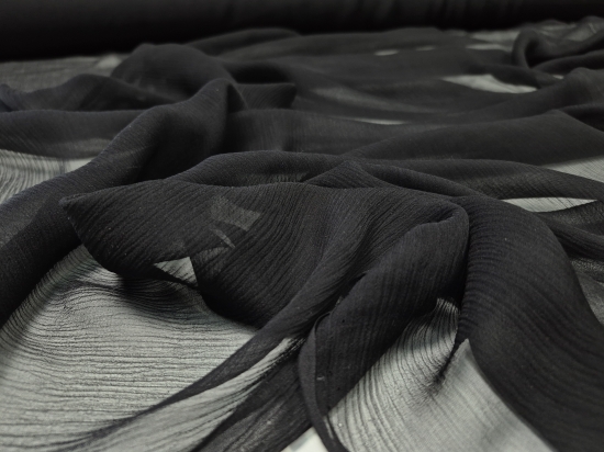 Przejdź do produktu Szyfon 100% jedwabny kreszowany czarny